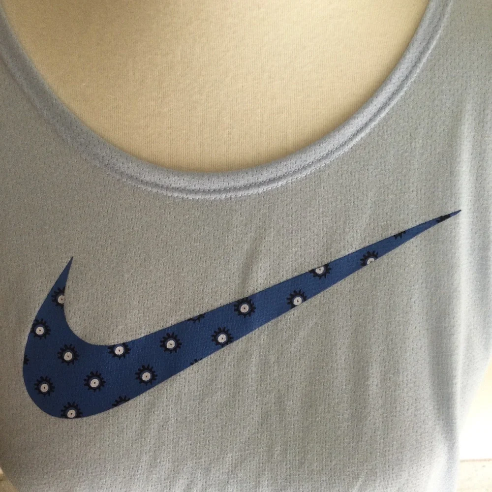 NIKE Running Dri-Fit Swoosh Crossback Tank Top Blue Sz Small